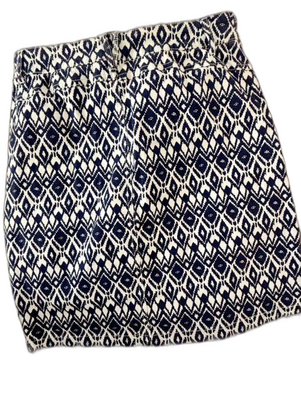 Westport 1962 Pencil Skirt Navy White Ikat Print Preppy Workwear Size 4 - Picture 3 of 3